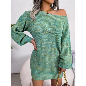 Multi-Color One-Shoulder Sweater Dress